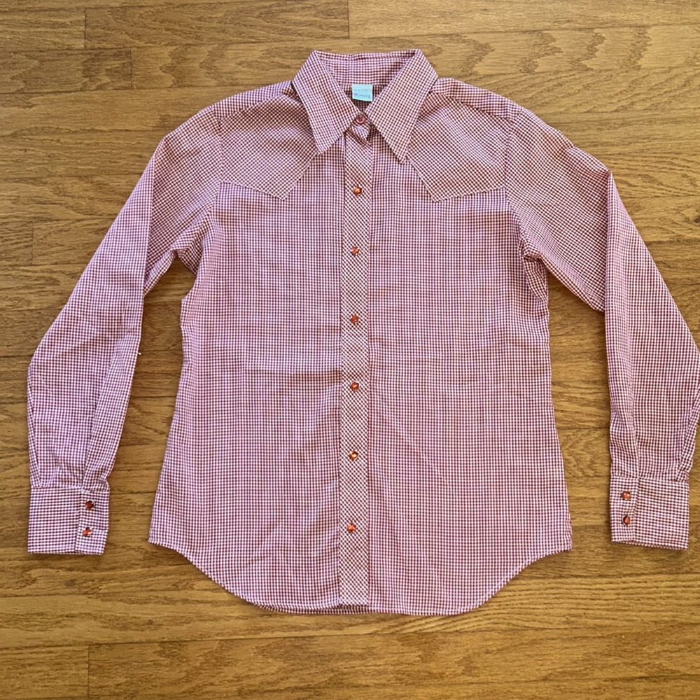 VINTAGE WRANGLER WESTERN PEARL SNAP BUTTON UP SHIRT WOMEN'S M - CHECKERED - USA